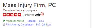 Mass Injury Firm P.C Yelp/Yahoo Review