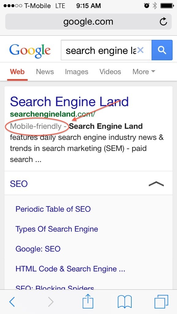 Mobile Friendly Google Results
