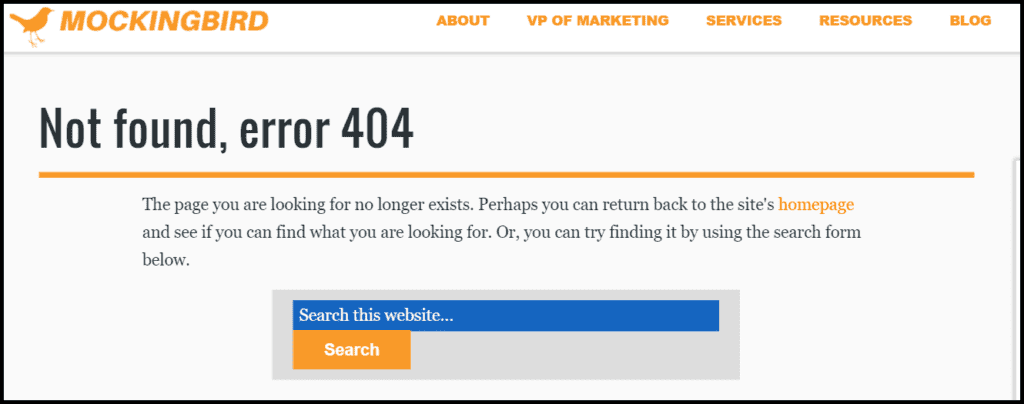 Example of a 404 page