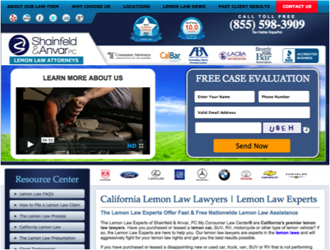 lemonlawexperts website screenshot