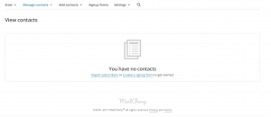 Mailchimp you have no contacts page
