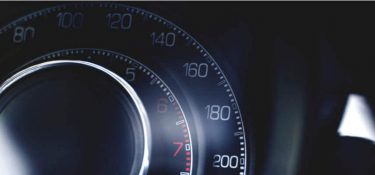 Close up of car speedometer