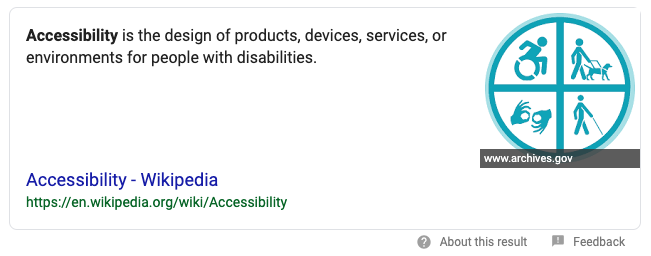 Google search result for Accessibility